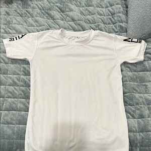 White Kids' Short Sleeve Tee with Sleeve Accent